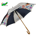 minigolfe publicidade guarda-chuva colorido branco com moldura de madeira